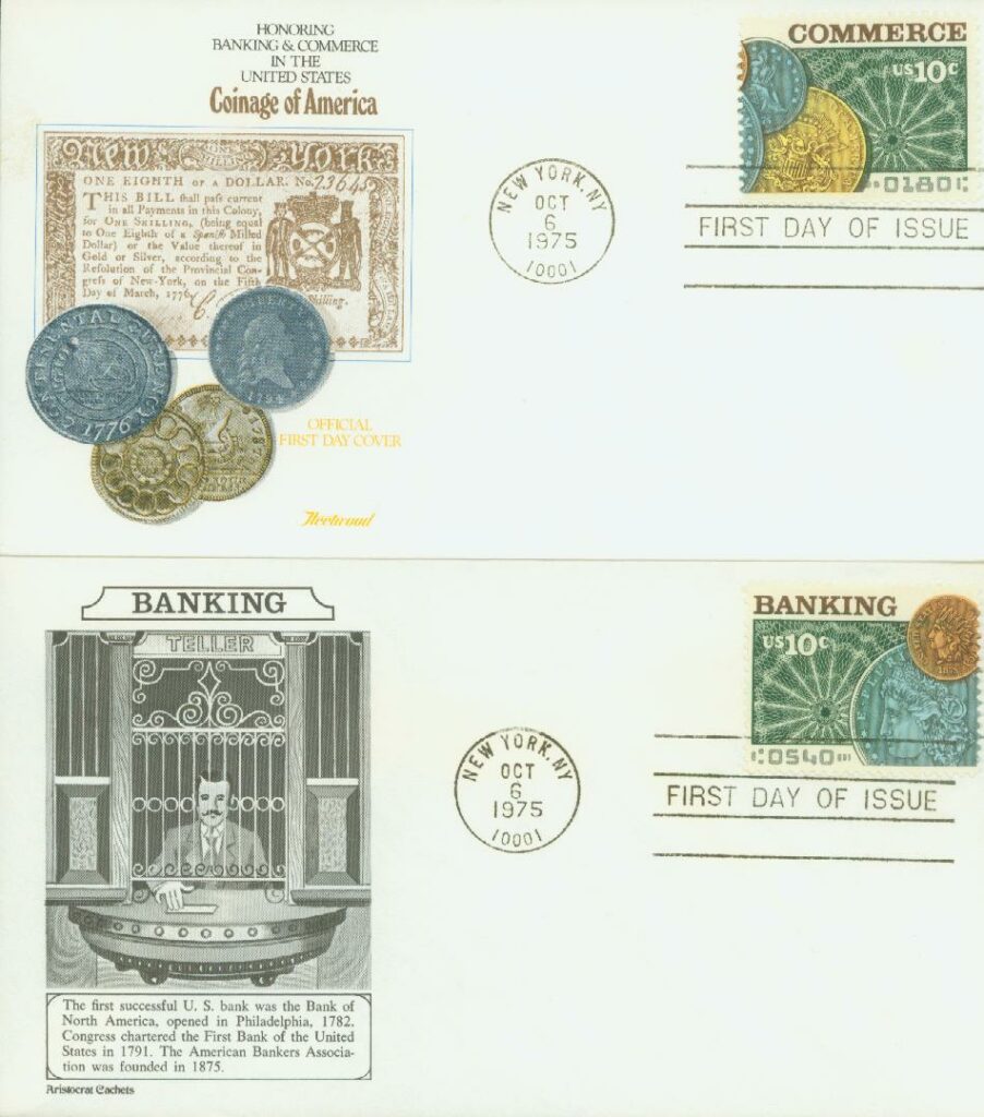 # 1577-78 - 1975 10c Banking and Commerce Set of Classic First Day Covers