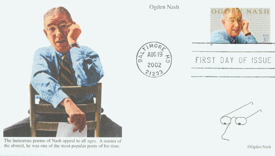 2002 37¢ Ogden Nash Mystic First Day Cover