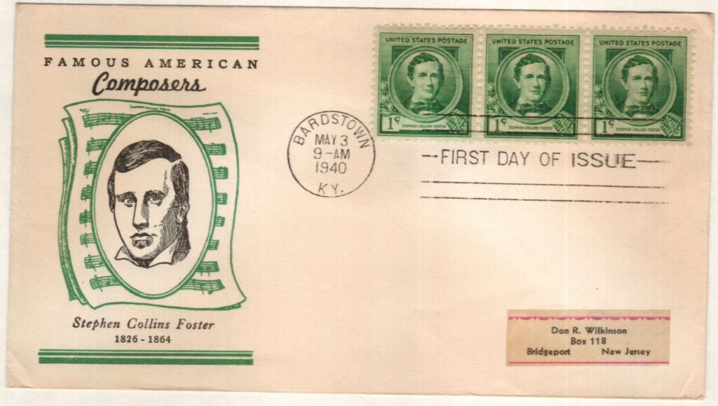 # 879 - 1940 Famous Americans: 1c Stephen Collins Foster Classic First Day Cover