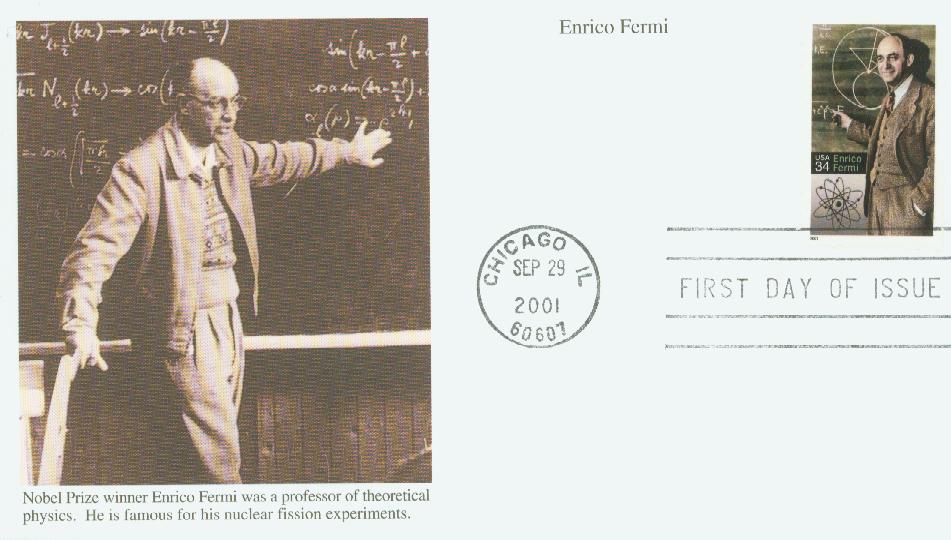 # 3533 - 2001 34c Enrico Fermi Mystic First Day Cover
