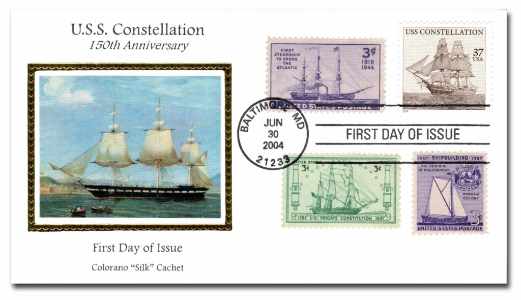 2004 37¢ USS Constellation Colorano Silk Cachet Combination First Day Cover