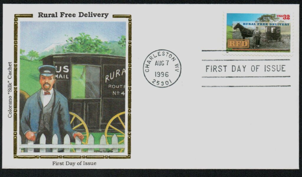 1996 32c Rural Free Delivery Colorano Silk Cachet First Day Cover