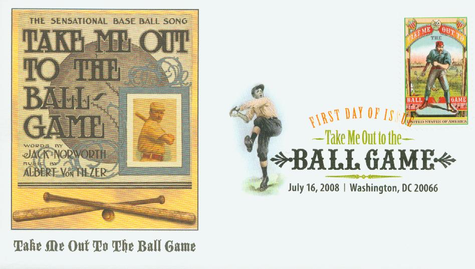 2008 42¢ Take Me Out to the Ballgame Fleetwood First Day Cover with Digital Color Cancel