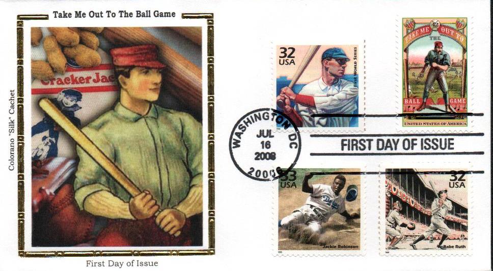 2008 42¢ Take Me Out to the Ballgame Colorano Silk Cachet Combination First Day Cover