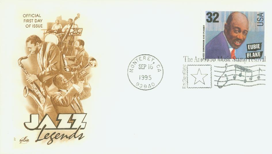 # 2988 - 1995 32c Jazz Musicians: Eubie Blake Classic First Day Cover