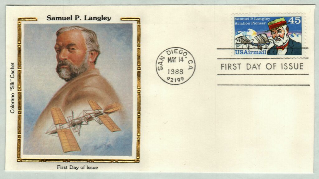 1988 45¢ Samuel Langley Colorano Silk Cachet First Day Cover