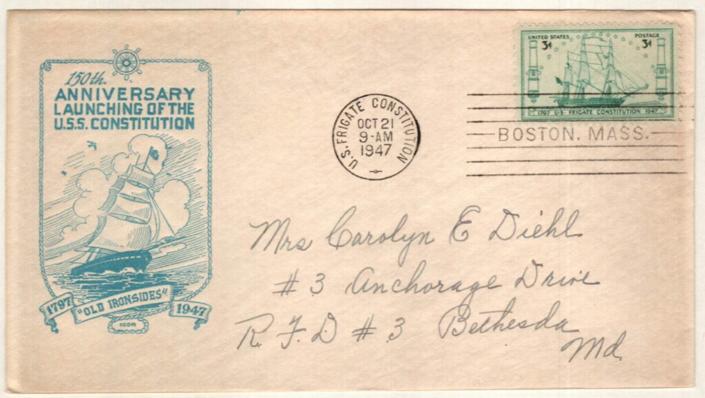 1947 3¢ US Frigate Constitution Classic First Day Cover
