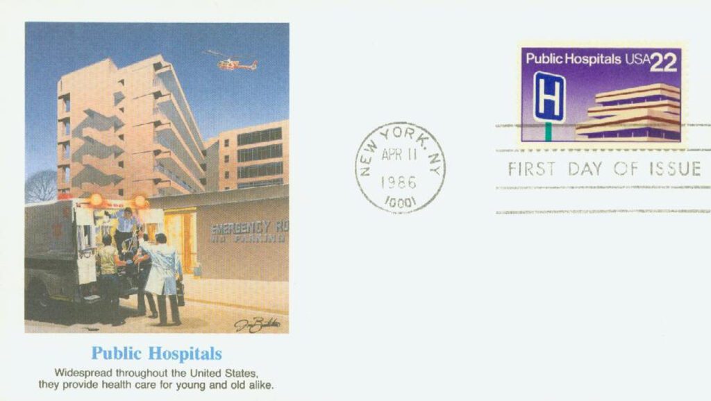 1986 22¢ Public Hospitals Fleetwood First Day Cover