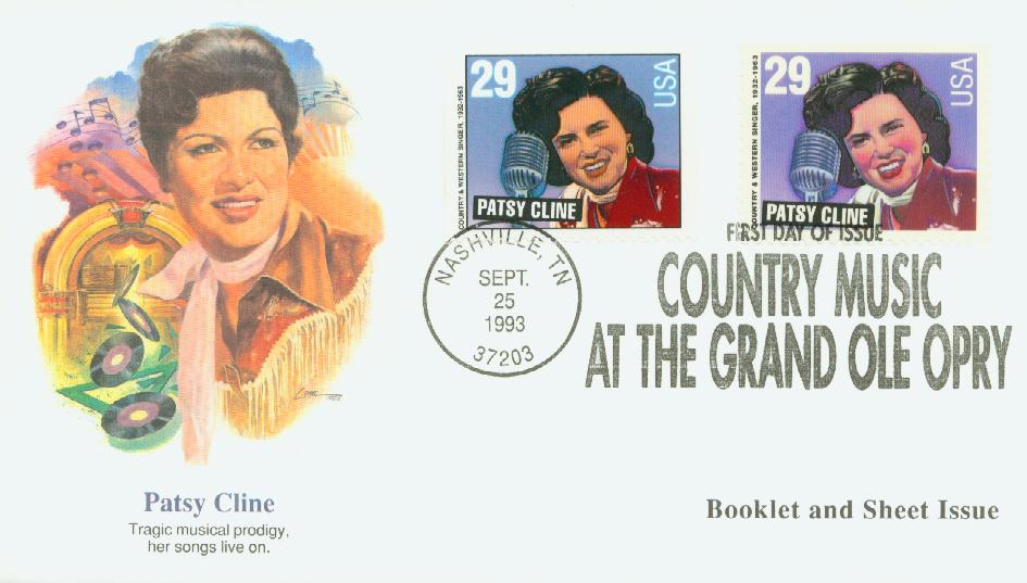 1993 29¢ Patsy Cline Fleetwood First Day Cover