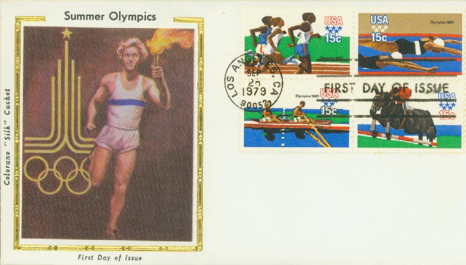 1979 15¢ Summer Olympic Games Colorano Silk Cachet First Day Cover