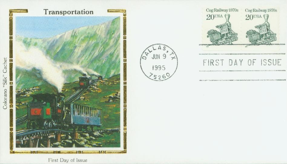 1995 20¢ Cog Railway, 1870s Colorano Silk Cachet First Day Cover