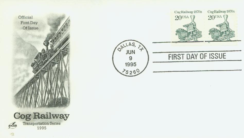 1995 20¢ Cog Railway, 1870s Classic First Day Cover