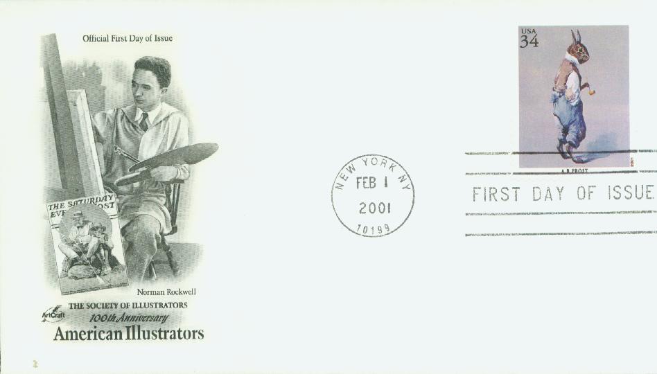 # 3502g - 2001 34c American Illustrator A.B. Frost Classic First Day Cover
