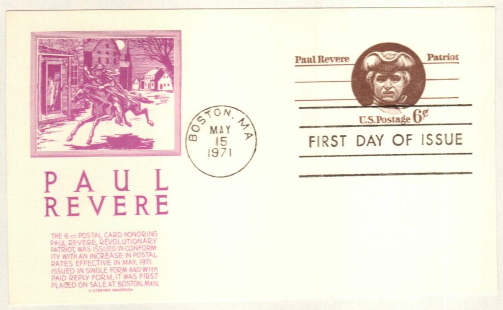# UX58 - 1971 6c Postal Card - Paul Revere