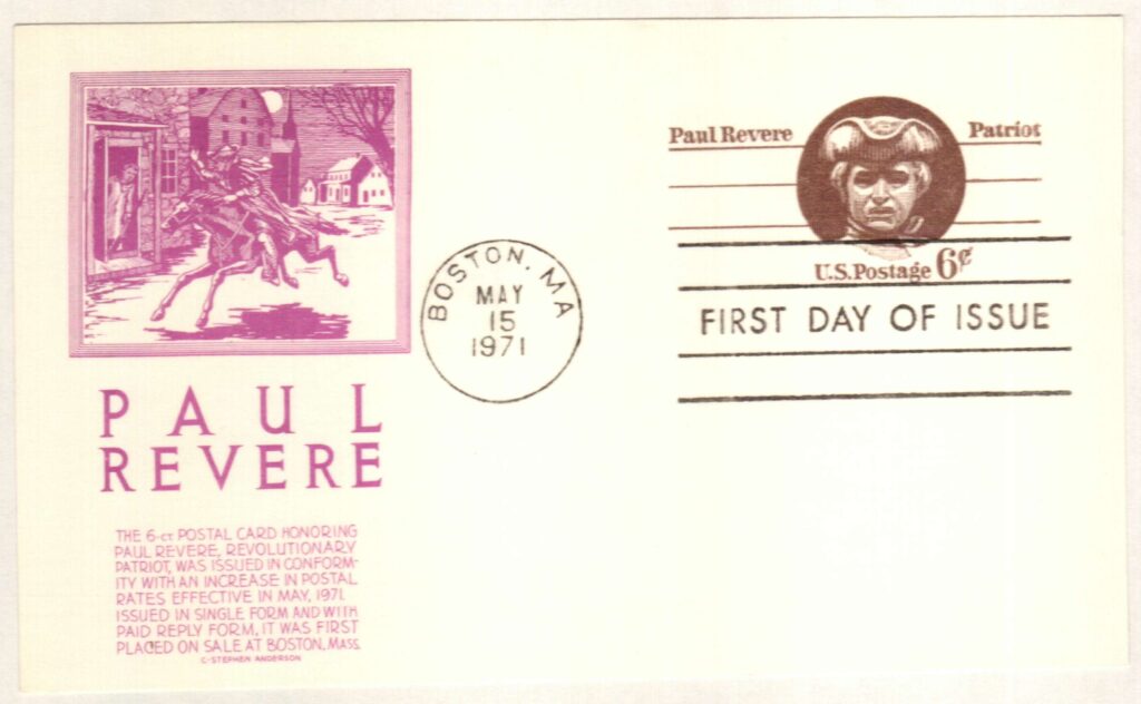 # UX58 - 1971 6c Postal Card - Paul Revere