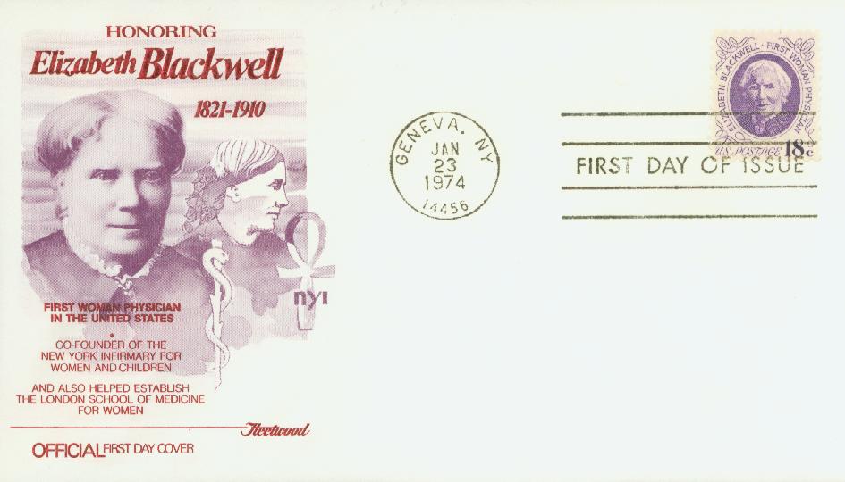 # 1399 - 1974 18c Dr. Elizabeth Blackwell Fleetwood First Day Cover