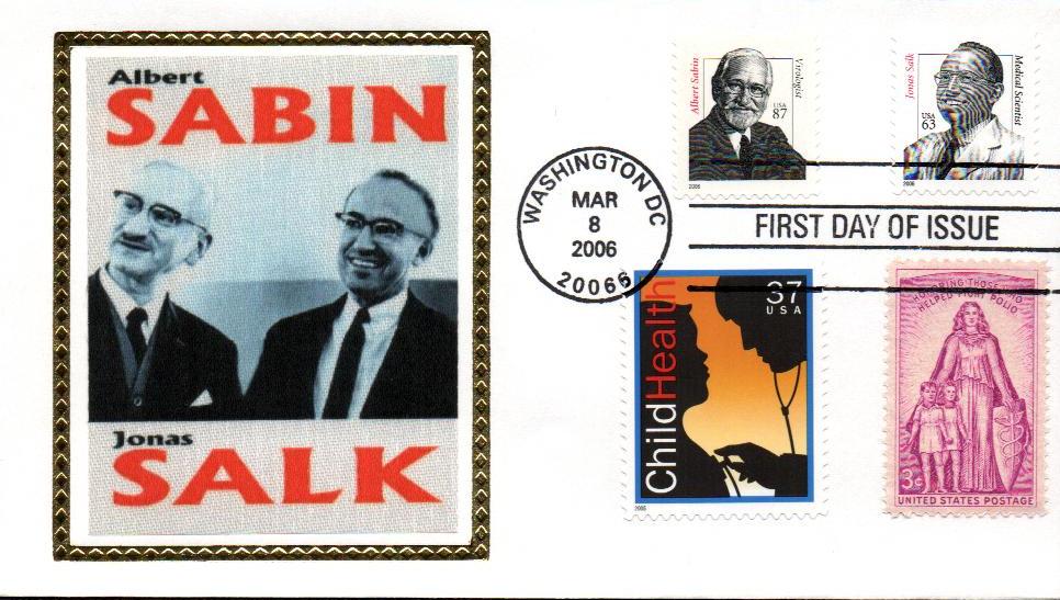 # 3428 - 2006 63c Dr. Jonas Salk Colorano Silk Cachet Combination First Day Cover