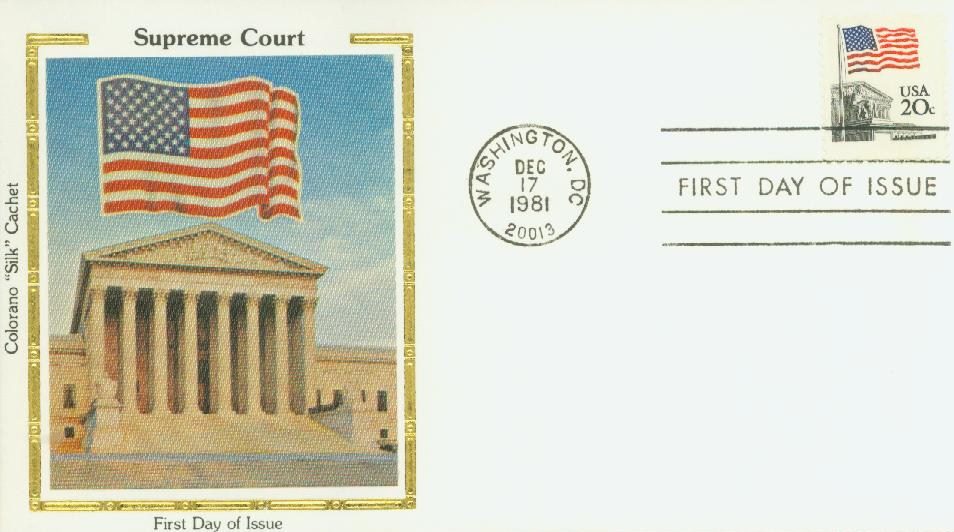 # 1894 - 1981 20c Flag over Supreme Court Colorano Silk Cachet First Day Cover