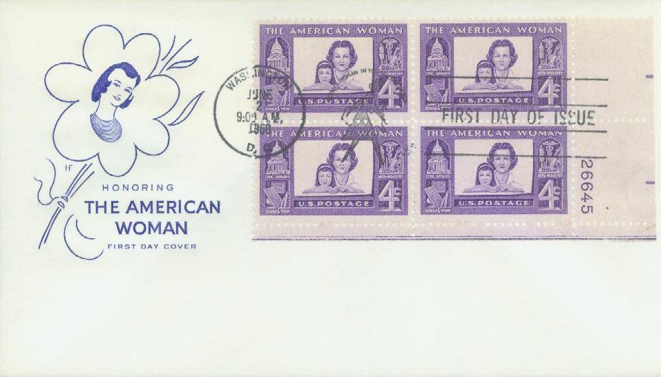 1960 4¢ American Women Plate Block First Day Cover