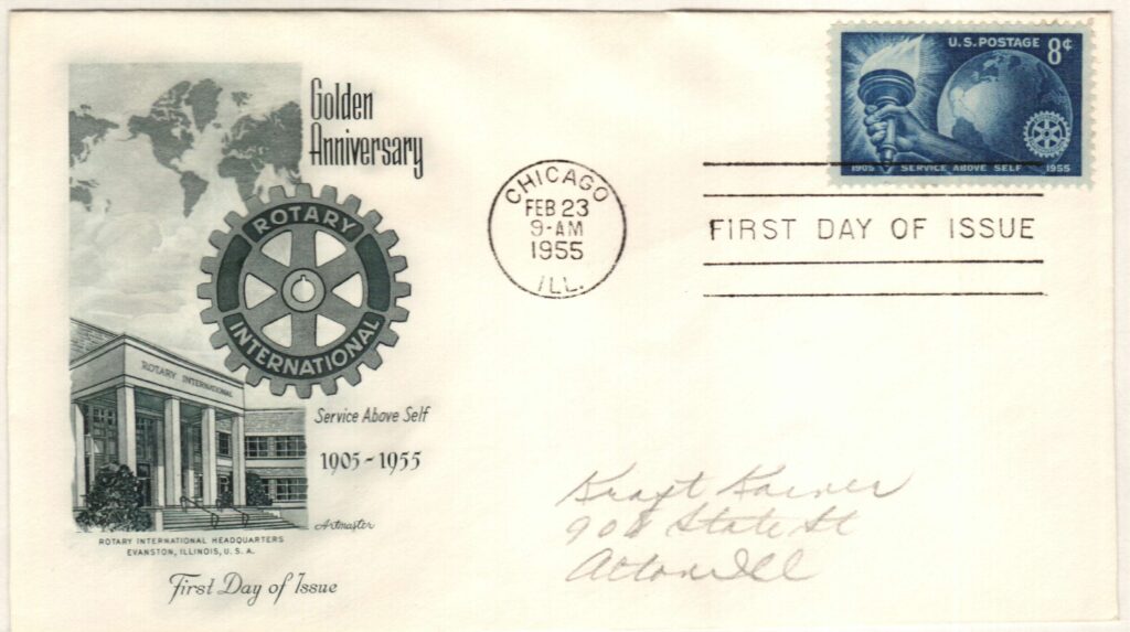 # 1066 - 1955 8¢ Rotary International Classic First Day Cover