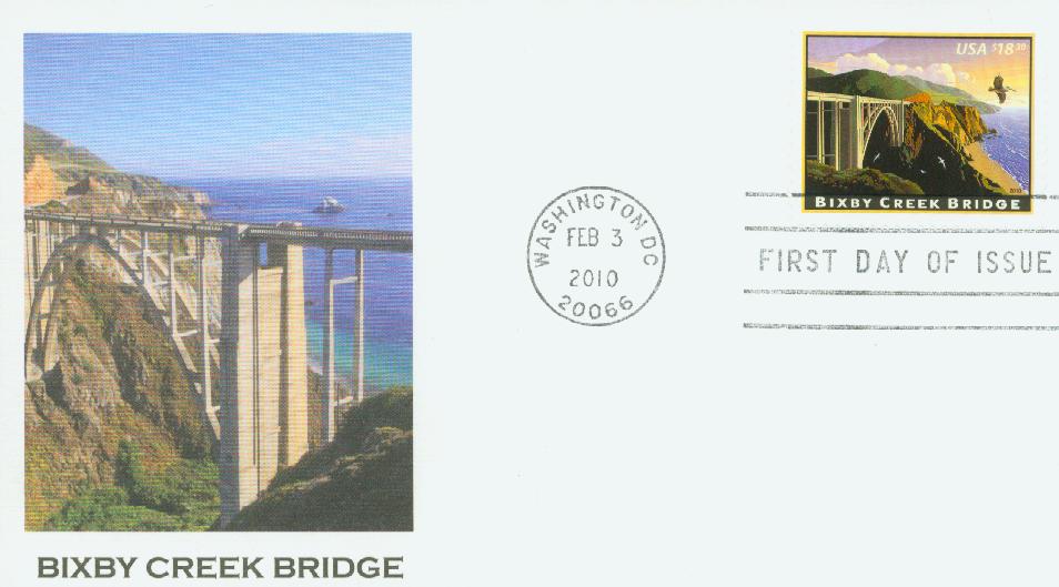 # 4439 - 2010 $18.30 Bixby Creek Bridge, Express Mail Fleetwood First Day Cover