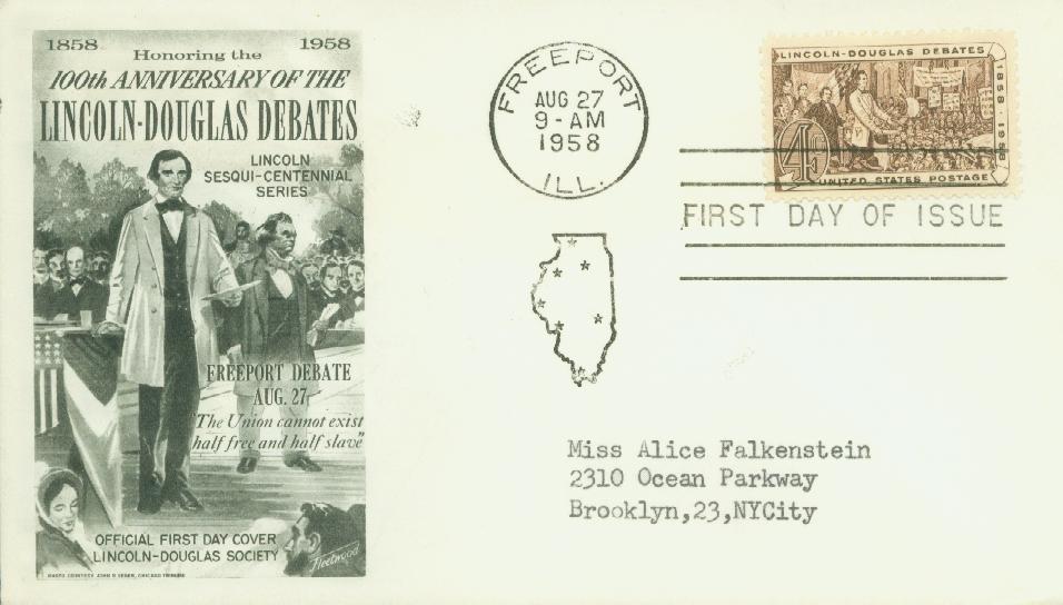 1958 4¢ Lincoln-Douglas Debates Classic First Day Cover