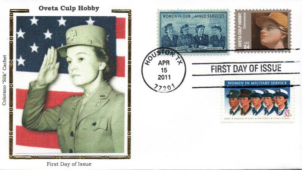 # 4510 - 2011 84c Oveta Culp Hobby Colorano Silk Cachet Combination First Day Cover