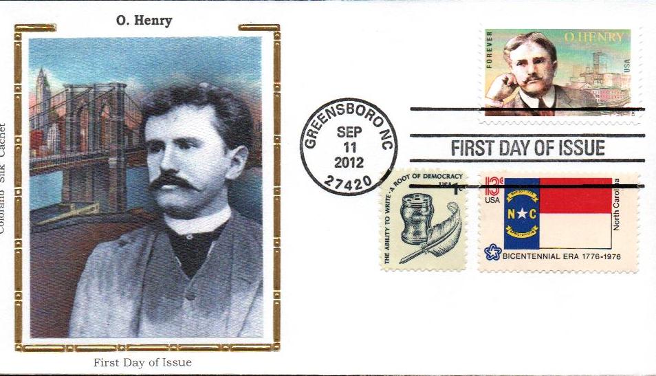 2012 45¢ O. Henry Colorano Silk Cachet Combination First Day Cover