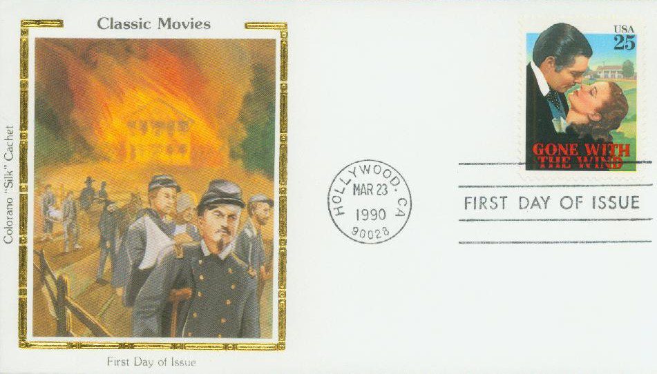 # 2446 - 1990 25c Gone With the Wind Colorano Silk Cachet First Day Cover