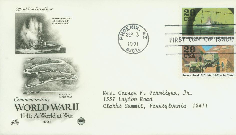 # 2559f - 1991 29c Destroyer Reuben James Sunk Classic First Day Cover