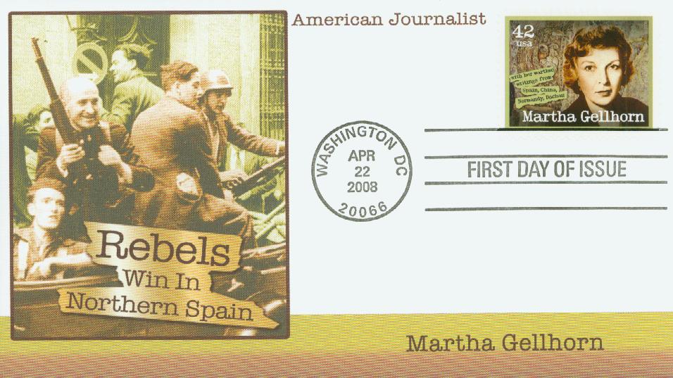 # 4248 - 2008 42c Martha Gellhorn Fleetwood First Day Cover