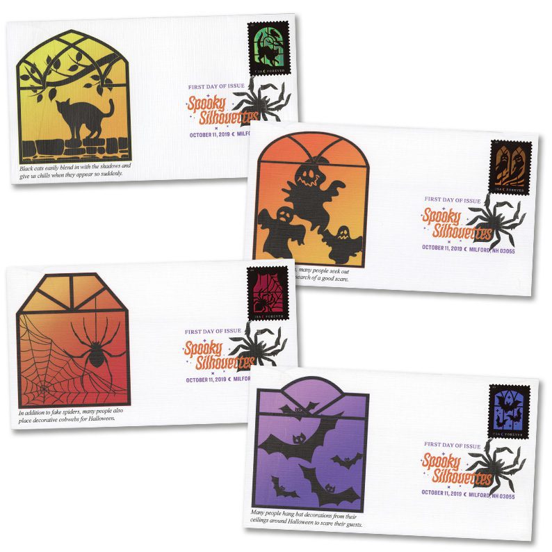 # 5420-23 - 2019 First-Class Forever Stamp - Spooky Silhouettes Fleetwood First Day Covers with Digital Color Cancels