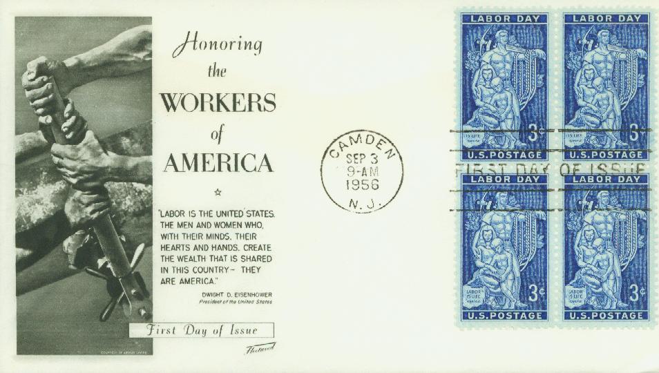 1956 3¢ Mosaic, AFL-CIO Headquarters Fleetwood First Day Cover