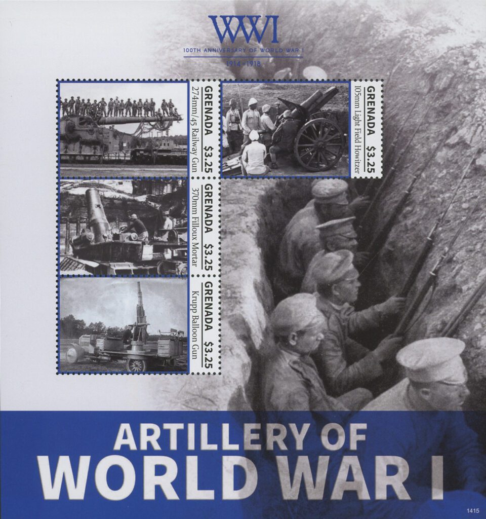 #M12328 - 2014 $3.25 Artillary of World War I; Sheet of 4