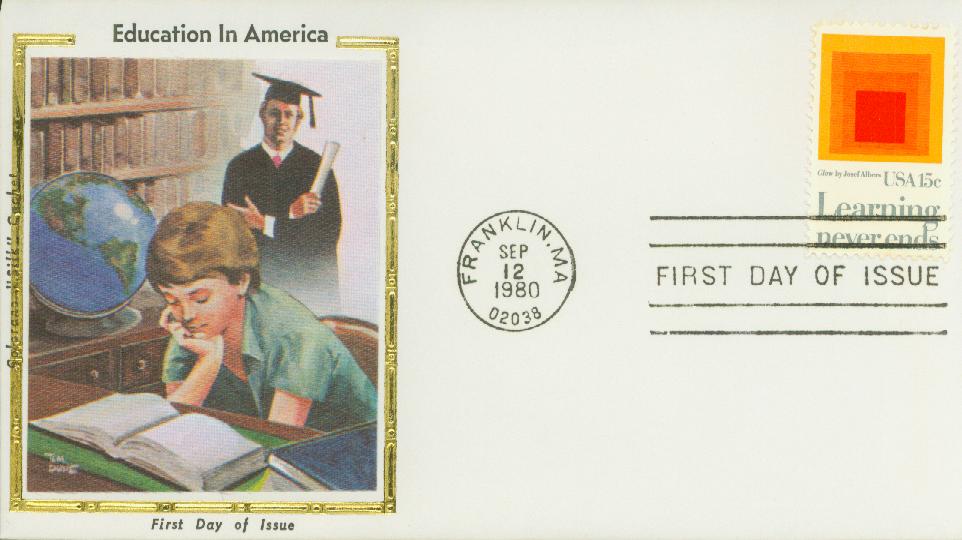 1980 15¢ Education Colorano Silk Cachet First Day Cover