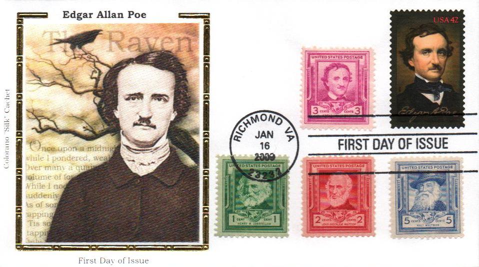 # 4377 - 2009 42c Edgar Allan Poe Colorano Silk Cachet Combination First Day Cover