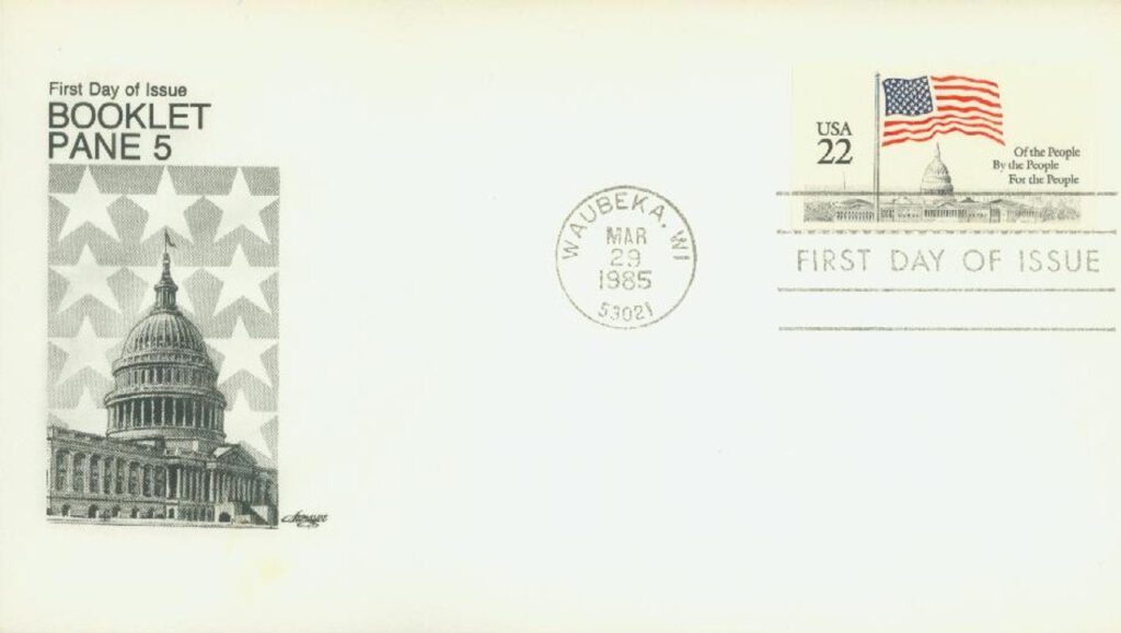 # 2116 - 1985 22c Flag over Capitol, booklet single 