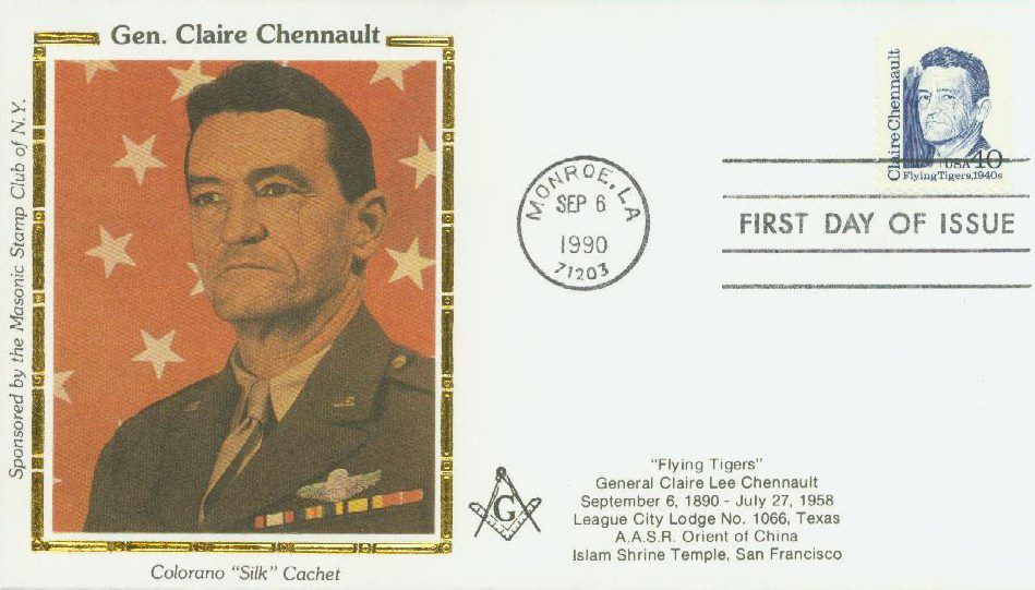 1990 40¢ Claire Chennault Colorano Silk Cachet First Day Cover