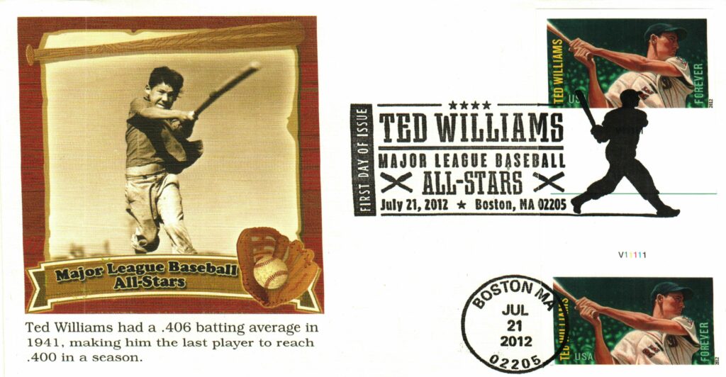 2012 Imperforate Ted Williams Imperforate Horizontal Gutter Pair First Day Cover