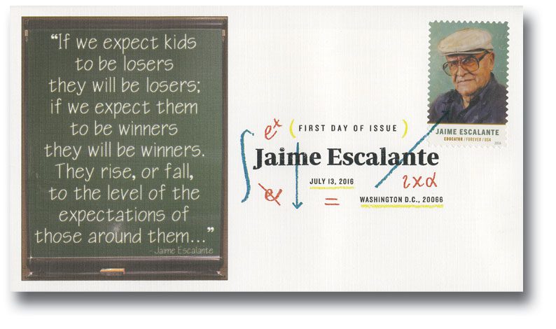 # 5100 - 2016 First-Class Forever Stamp - Jaime Escalante Fleetwood First Day Cover with Digital Color Cancel