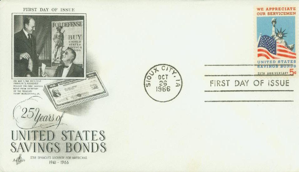 1966 5¢ We Appreciate Our Servicemen, U.S. Savings Bonds Classic First Day Cover