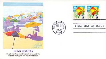 # 2443 - 1990 15c Beach Umbrella Fleetwood First Day Cover