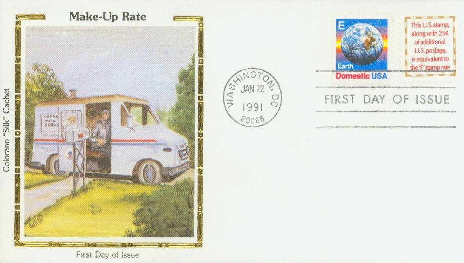 # 2521 - 1991 4c Make-up Rate Colorano Silk Cachet First Day Cover