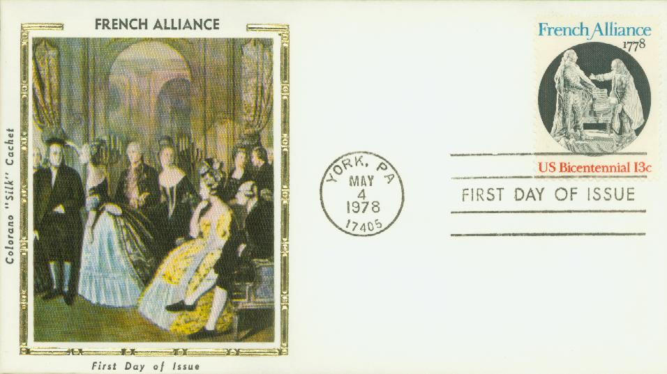 # 1753 - 1978 13c French Alliance Colorano Silk Cachet First Day Cover