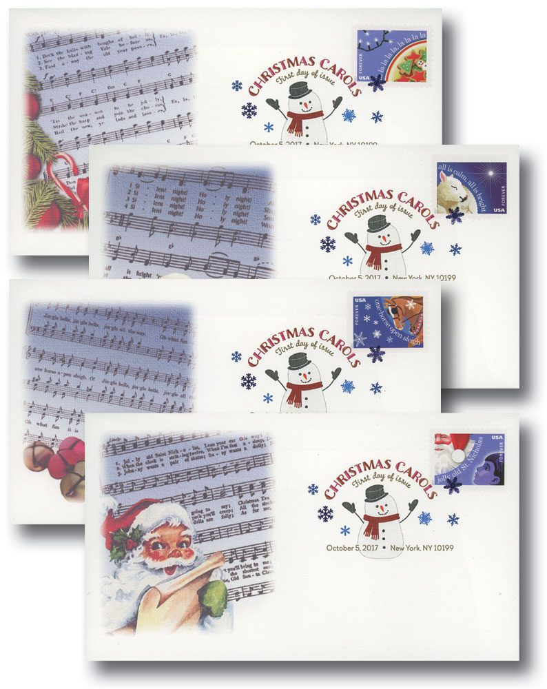 # 5247-50 - 2017 49c Christmas Carols Fleetwood First Day Covers with Digital Color Cancels