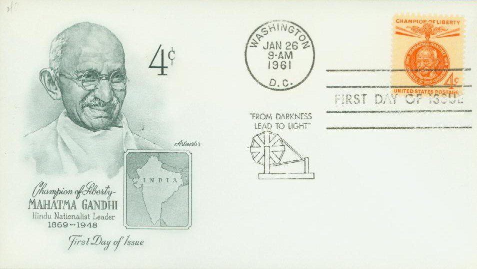 1961 4¢ Mahatma Gandhi Classic First Day Cover