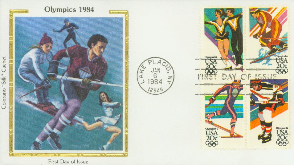 # 2067-70 - 1984 20c 14th Winter Olympic Games Colorano Silk Cachet First Day Cover