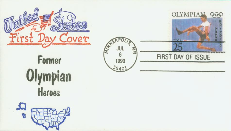 # 2497 - 1990 25c Ray Ewry Classic First Day Cover
