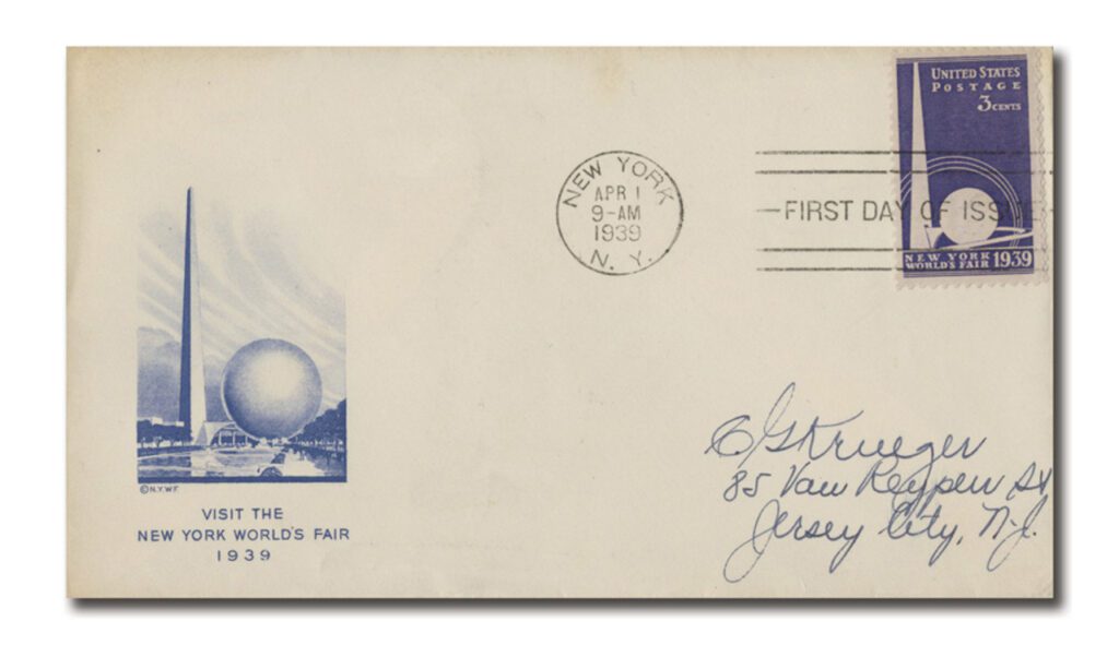 # 853 - 1939 3c New York World's Fair First cachet created by Art Craft 