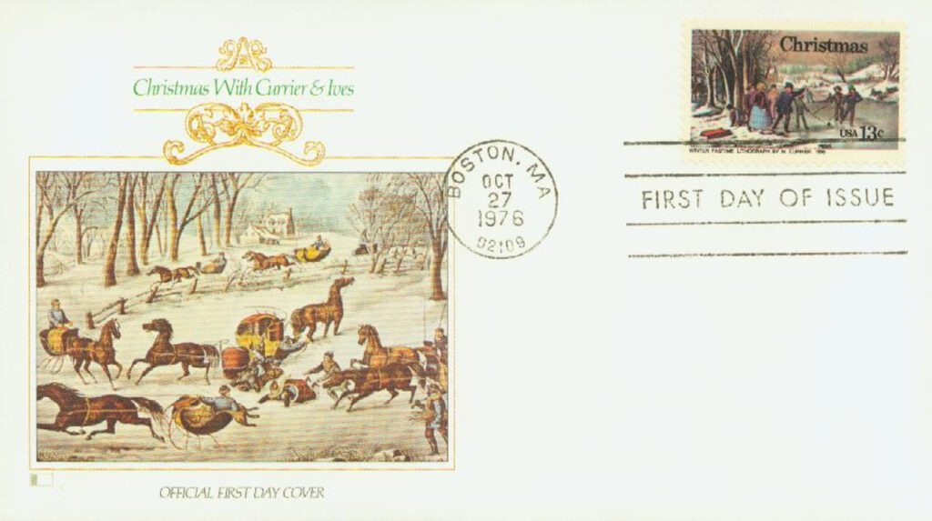 #1702 - 1976 13c Contemporary Christmas: Currier's "Winter Pastime" Fleetwood First Day Cover